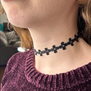 Black Floral Lace Choker Necklace - Women Jewelry
